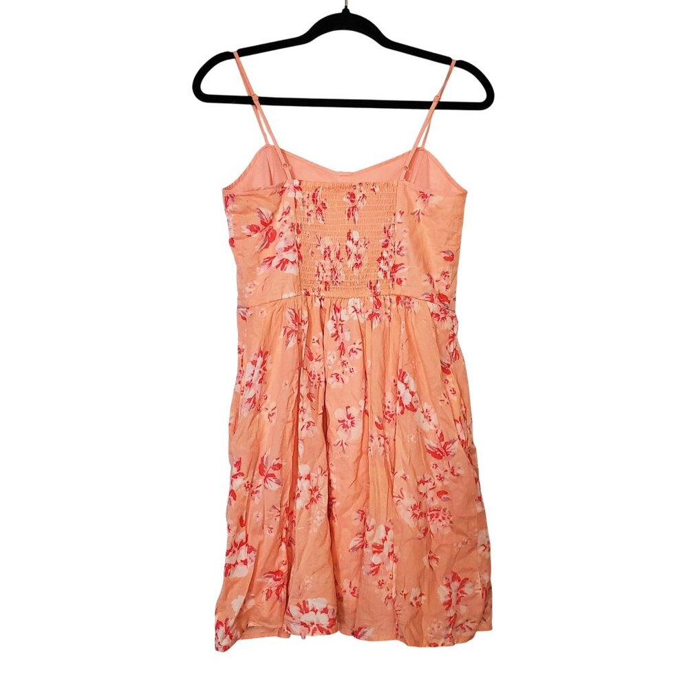 Lauren Conrad Peach Floral Spaghetti Strap Dress Size 8 Lined Pockets - Picture 3 of 8